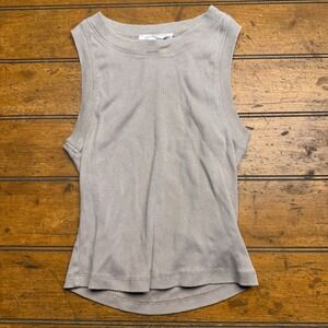 PINK ROSE Ribbed Knit Sleeveless Tank Top Taupe Women's Size S